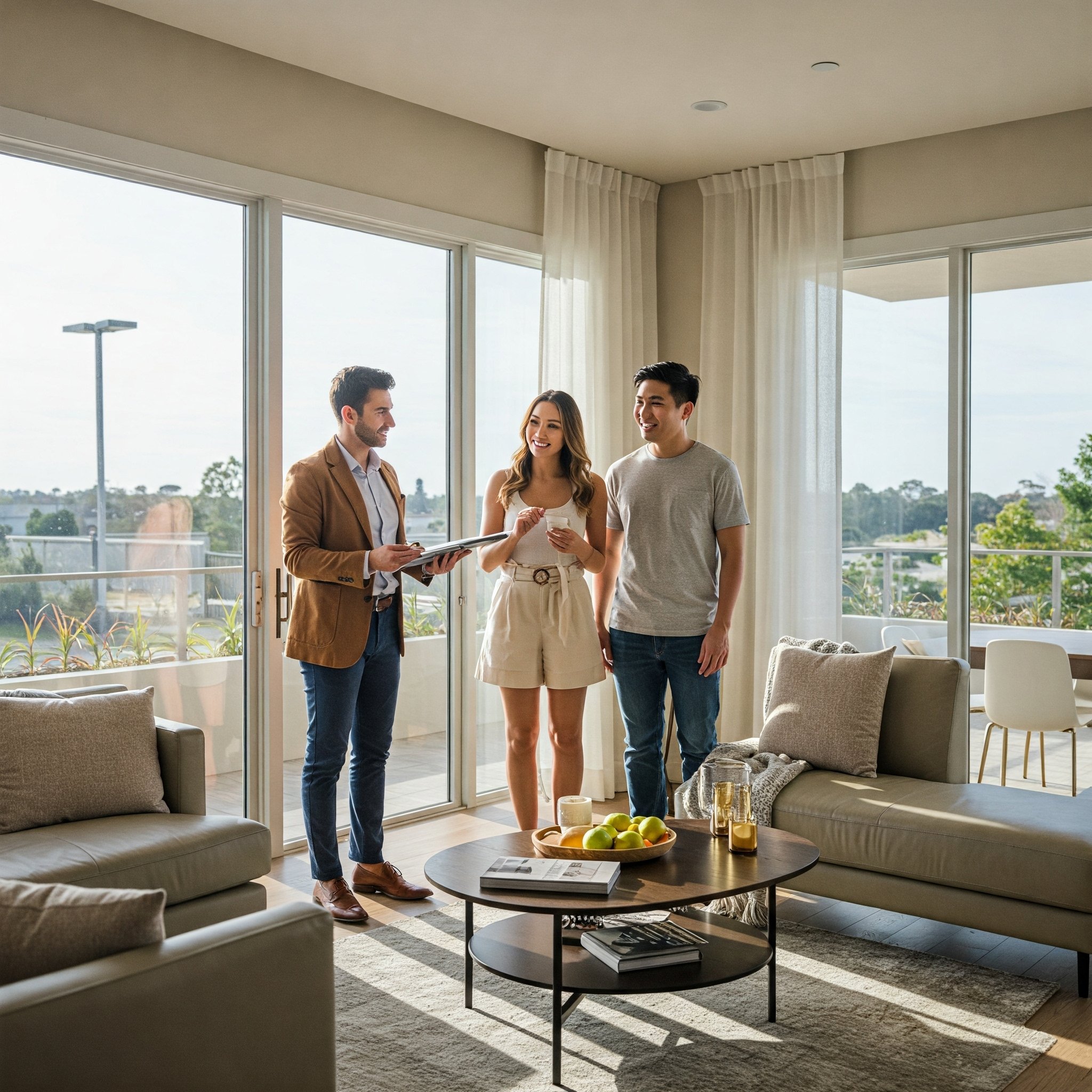 Property being shown to couple
